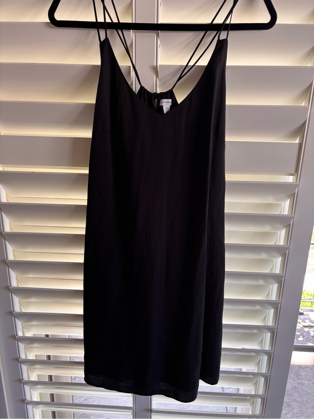 Cuyana Black Double-Strap Slip Mini Dress